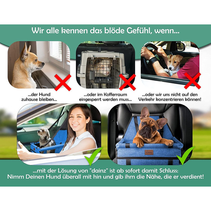 Автокрісло dainz для собак, що люблять тварин, тільки для маленьких собак вагою до 6 кг / автокрісло для собак на пасажирському сидінні або задньому сидінні / надміцний кошик для собак, тому що ми любимо тварин Світло-блакитний
