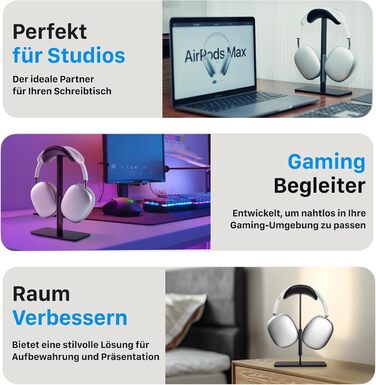 Підставка для навушників AirPods Max, алюміній, чорний, з режимом сну, антиковзаюча, захист від подряпин