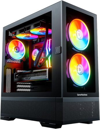 GameMachines Element, чорний, ігровий ATX корпус для ПК з 3 A-RGB вентиляторами