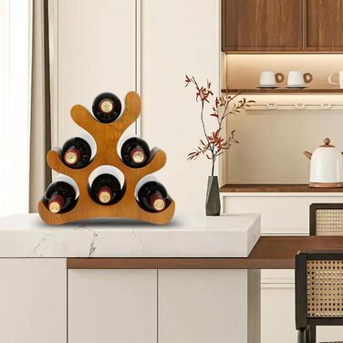 Стелаж для вина на 6 пляшок, підлоговий, для шафи, комори, бару, кухні (коричневий)