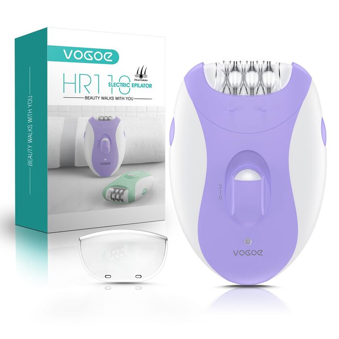 Електричний епілятор для жінок HR110 з LED-підсвіткою, 21 пінцетом та 2 швидкостями, акумуляторний пристрій для видалення волосся на ногах та руках (Фіолетовий)