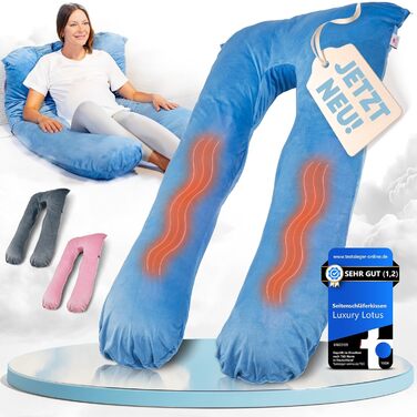 Лотос Подушка для тих, хто спить на боці [З підігрівом] XXL Комфортна подушка для вагітних та годуючих | Хмарно-блакитний