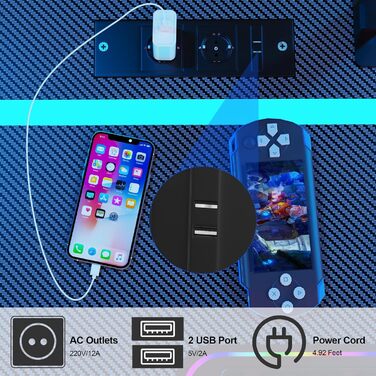 Ігровий стіл HaodaCulture 160x135 см з підставкою для монітора, 2 розетки та 2 USB-порт, кутовий, великий комп'ютерний стіл (100x75 см)
