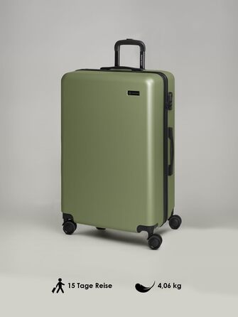 Набір валіз Smartbox Hartschalen 3-в-1 для жінок та чоловіків | Легкі та міцні валізи з ABS-пластику | 4 колеса, кодовий замок (Edition 05) | Оливковий колір, велика валіза (76 см)