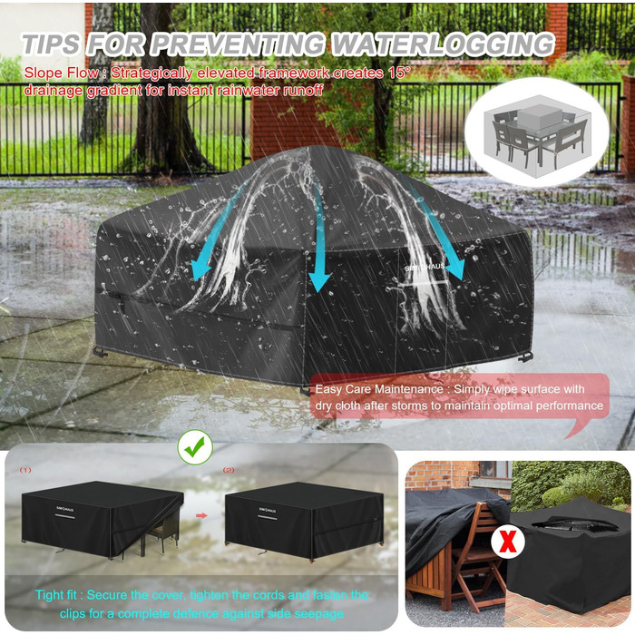 Чохол для садово-патіо меблів 85x85x80 см, вологостійкий, 420D Oxford, для захисту від погодних умов