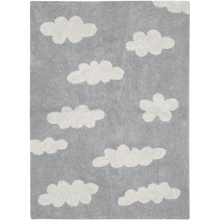 Килим Lorena Canals Clouds, який можна прати, бавовна, сірий, 120 x 160 x 30 см 120 x 160 x 30 см сірий