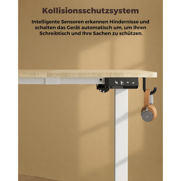 Регульований по висоті письмовий стіл для дому та офісу з пам'яттю на 2 пресети, стіл для ігор та роботи, колір вінтажний коричневий (100 x 60 см)