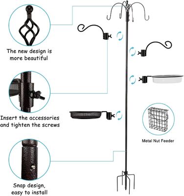 Розкішний набір для годівлі птахів в стилі урбан-деко, годівниця для птахів, стовп, годівниця для диких птахів, підвісний набір, вішалка для кашпо, мульти-годівниця, підвісна металева годівниця для сала, ванночка для птахів, для залучення диких птахів, мо