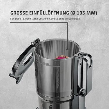 CASO Juice Fit - Швидкий соковитискач, переможець тесту: низька швидкість (40 об/хв), велика завантажувальна горловина 130 мм, чорний