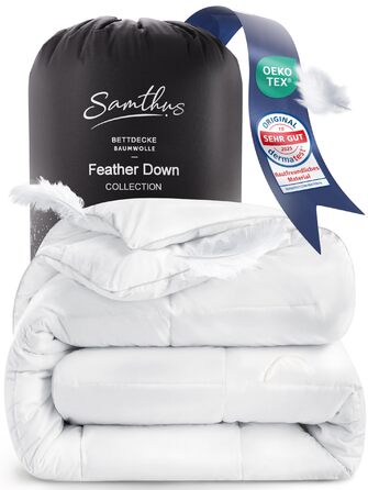 Плед з пуху та пера 135x200 см - сертифікована Oeko-Tex ковдра з м'якого пуху та пера - ковдра з пуху - сертифікована RDS літня та зимова ковдра - Duvet - ковдра на всі сезони 135 x 200 см