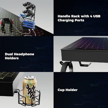 Ігровий стіл EUREKA ERGONOMIC RGB 110 см з підсвічуванням, 110 x 60 см