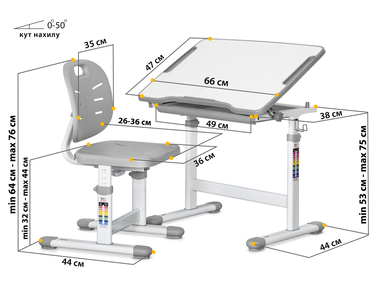 Комплект Evo-kids (стіл+стілець) Evo-06 Ergo Grey (арт. Evo-06 Ergo G)
