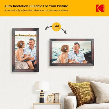 Цифровий фоторамка Kodak 27 дюймів з IPS екраном, USB/SD, фото/музика/відео, календар, пульт ДК, коричневий