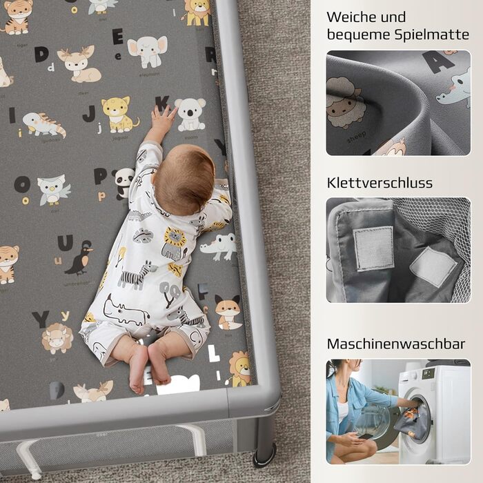 Дитячий портативний ігровий центр (laufstall) з матом, 127x127x69 см. Безпечний та зручний для дому та на вулицю. В комплекті 50 кульок.