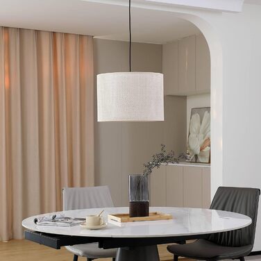 Підвісний світильник для обіднього столу Lindby Ø 40 см, підвісна лампа Обідній стіл текстильний, пластиковий, світильник для вітальні E27 макс. 15 Вт, без лампочки, підвісний світильник Світильник для їдальні