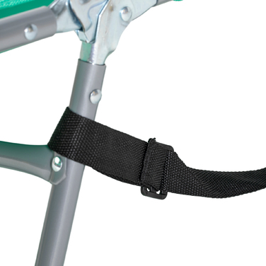 Шезлонг для саду з підголівником та кишенею, масажний шезлонг для відпочинку на відкритому повітрі. Рама з металу, оббивка з тканини, колір - зелений.