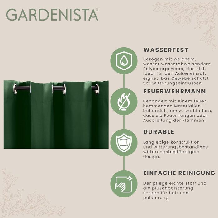 Штора для терас Gardenista з люверсами 140x213 см зелена