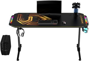 Ігровий стіл ULTRADESK FRAG V3 LED RGB - вміщує 2 монітори, сталева конструкція, 150x60 чорний