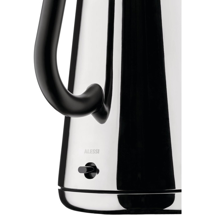 Електричний чайник Alessi Toru NE01 B – стильний дизайн, нержавіюча сталь 18/10, чорний, 1.7 л