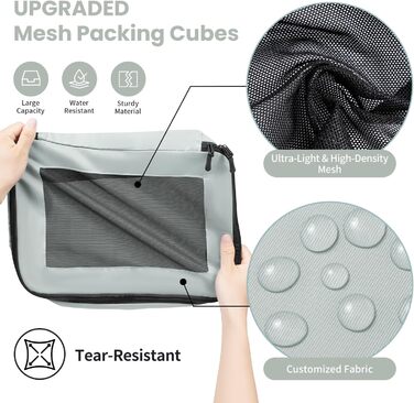 Набір органайзерів для валізи Packing Cubes, 10 шт, легкі дорожні сумки для одягу та аксесуарів (М'ятний)