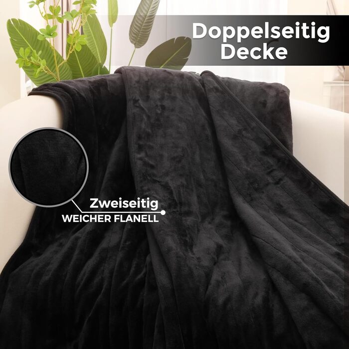 Електрична ковдра PROALLER з регулюванням температури, таймером та автовимкненням (160x130 см, чорна)