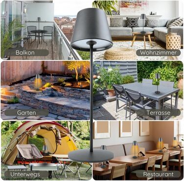 Торшер SCHWAIGER OTL200 - LED лампа, нічник, торшер для саду/інтер'єру, RGB, сенсорне управління, акумулятор, диммування, тепле світло, IP44, антрацит, пластик