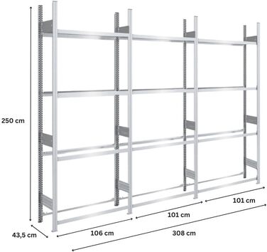 Стеляж для шин PROREGAL PROEGAL – німецька якість, 200x100x43 см, 3 яруси, вантажопідйомність 150 кг, до 5 шин на ярус
