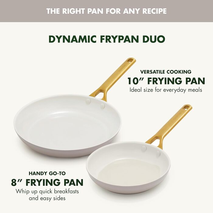 Набір сковорідок GreenPan з антипригарним покриттям, 25.4 см та 30.5 см, кераміка, нержавіюча сталь, NSF-сертифіковані, без PFAS, для плити та духовки, моховий зелений