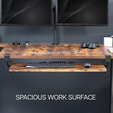 Висувна платформа для клавіатури VIVO, 27x11 дюймів, біла, з міцним кріпленням, сумісна з комп'ютером