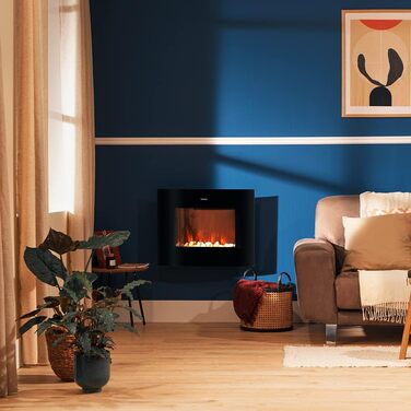 Електричний декоративний камін Cecotec ReadyWarm 2690 Flames Connected, 2000 Вт, Wi-Fi, білий, для 25 м², дистанційне керування, скляна панель