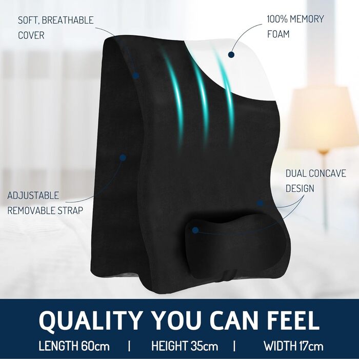 Подушка для ніг Zepphi з піною з пам'яті, трикутна подушка для підтримки ніг, ергономічна подушка для комфорту - ідеальна для дивану, ліжка, відпочинку та дому (Чорний)