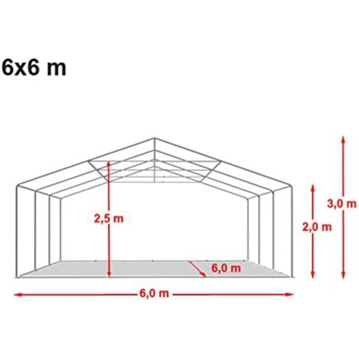 Намет фестивальний TOOLPORT 6x6 м, вогнестійкий, преміум-якість, PVC, білий, водонепроникний з каркасом