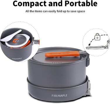 Набір кухонного посуду Fire-Maple Feast 4 для кемпінгу та відпочинку на природі (4-5 осіб)