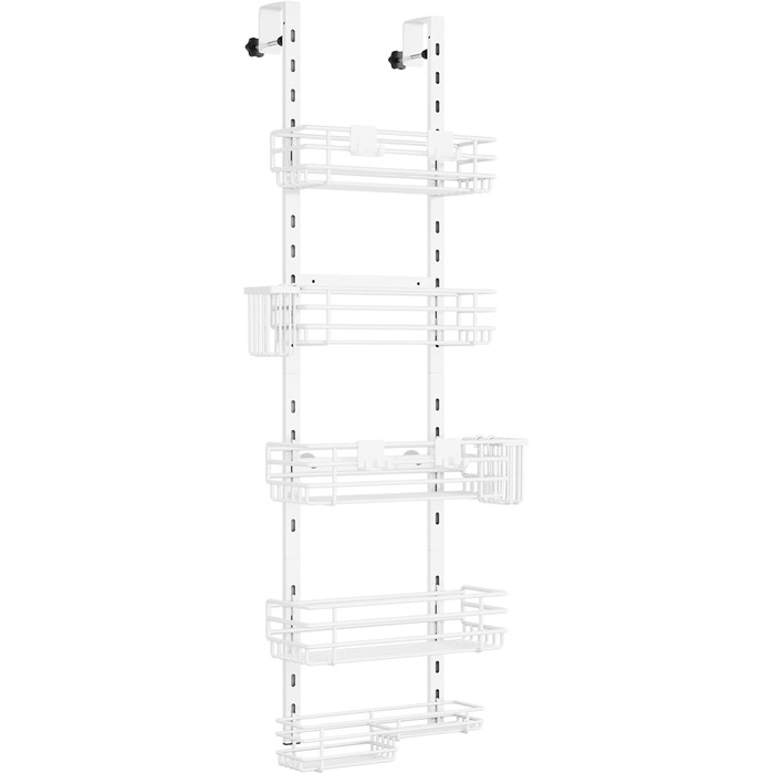 Настінна поличка для душу HapiRm з 22 гачками та 2 тримачами для зубних щіток, 5 ярусів (білий)