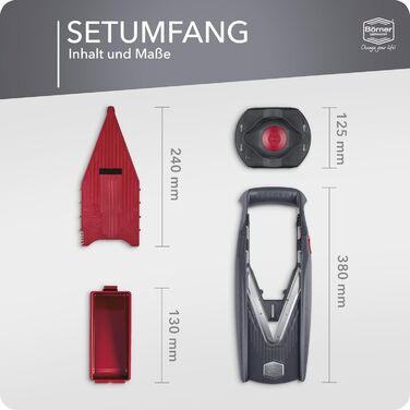 Овочерізка Börner Vital (базовий набір) • Овочерізка Vital з V-подібним лезом • Мандоліна з функцією заправки • V-подібна різачка для овочів та фруктів • Овочерізка для нарізки скибочками різної товщини