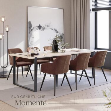 Крісло Tectake® для вітальні та обідньої кімнати з підлокітниками, м'яке крісло з оксамитовою подушкою, коричнево-чорне (6 шт. в наборі)