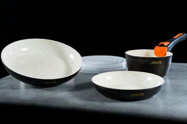 Керамічний набір сковорідок ECO-DE Гранітний камінь, 2 сковороди, 1 голландська духовка, 3 кришки
