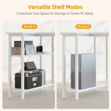 Бексв'ю кутовий стіл L-подібний для геймінгу 100x70 см з полицями, білий. Стіл для комп'ютера, навчання, роботи вдома.