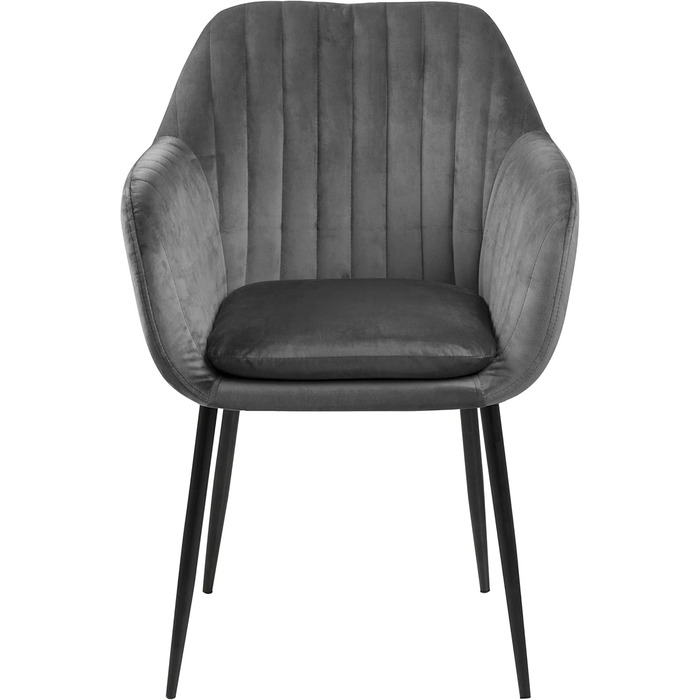 AC Design Furniture Стілець для їдальні Wendy, темно-сірий/чорний, велюр/метал, 57x61x83 см