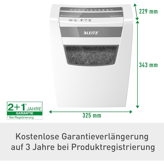 Шредер Leitz IQ Home Aktenvernichter: безпечний, тихий та компактний для дому та офісу, P4, 8 листів, білий