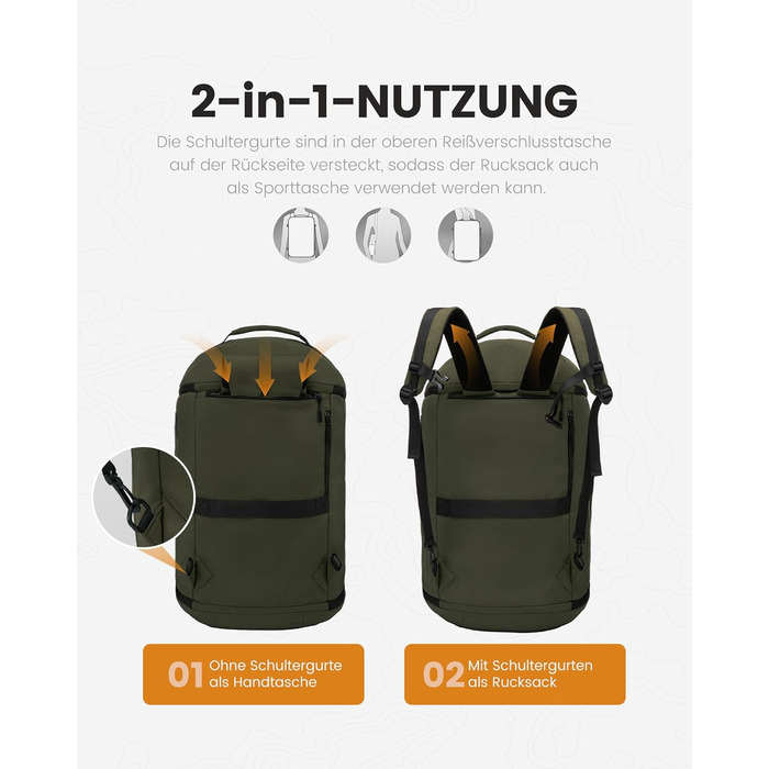 Спортивна сумка LOVEVOOK для чоловіків з відділенням для взуття, 65L, 52x45x28 см, Duffel Bag, для подорожей та спортзалу (темно-зелена)