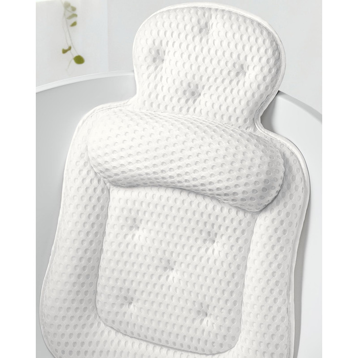 Подушка для ванни на голову та шию, бежева, 3D-сітка, 54 присоски - комфортний аксесуар для релаксу у ванні