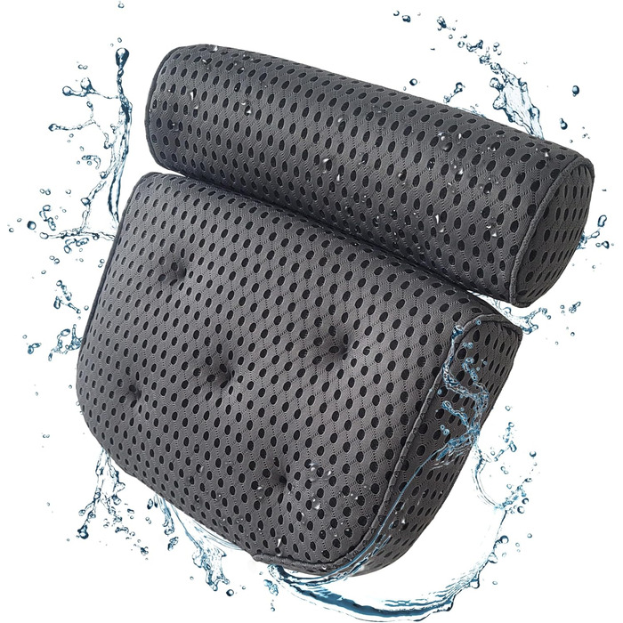 Подушка для ванни з присосками, сіра - ергономічна підкладка під голову у ванну