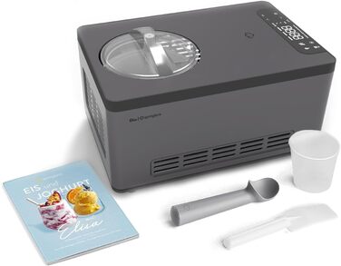Морозивниця та йогуртниця SPRINGLANE Elisa 2,0 л з компресором, 220 Вт, нержавіюча сталь, з функцією охолодження і нагріву, рецептник, антрацит