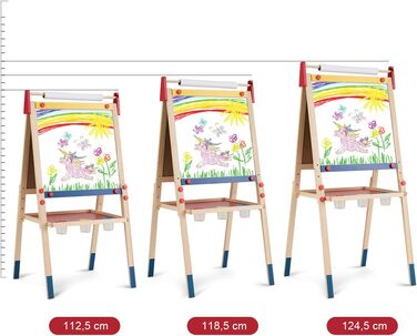 Мольберт для дітей GOPLUS, двосторонній набір для малювання з дошками для крейди та маркерів, регульований стійка, фарби, крейда, ластик, магнітні наклейки