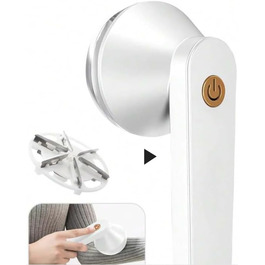 Електрична машинка для видалення ворсу Smart-J з USB-C, портативна та потужна. Ідеально підходить для одягу, светрів та тканин. Білий колір, з пензлем.