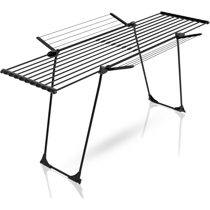 Розсувна сушарка для білизни BigDean Jumbo чорна, довжина стрічок 28м, посилені льон-троси