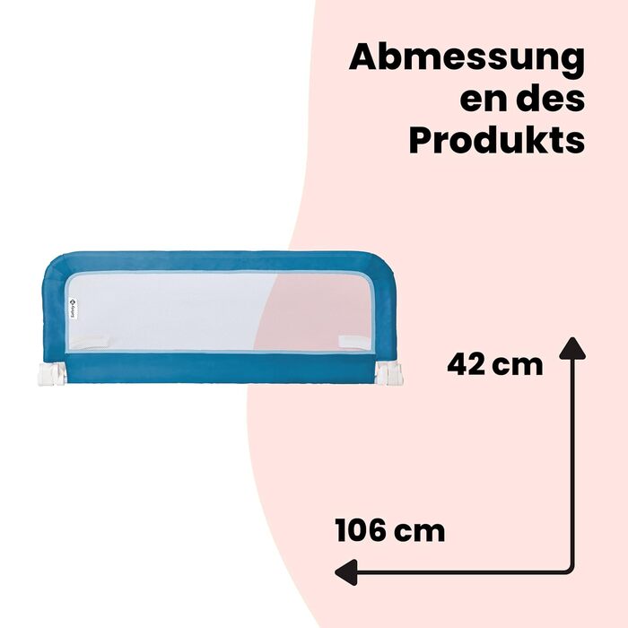 Бортик для ліжка Safety 1st портативний, синій - захист від випадання для дітей (18 міс - 5 років), легкий монтаж, автоматичний замок