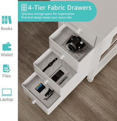 Комп'ютерний стіл Lufeiya з 4 висувними ящиками та полицями для зберігання, для дому, офісу, спальні, сучасний, простий дизайн, для студентів, ПК, 119,4 см