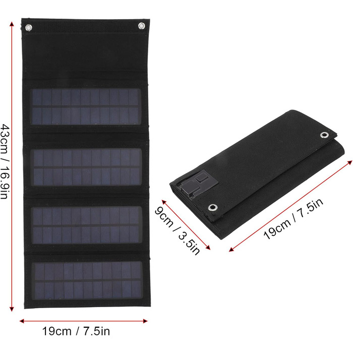 Сонячна панель потужністю 40 Вт, 4-кратна сумка для зарядки сонячної енергії для екстреної зарядки, на природі, кемпінгу, в поході, зарядний пристрій для мобільного телефону (ЧОРНИЙ)